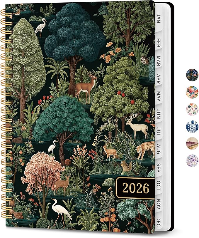 2026 Planner, Weekly and Monthly Planner for Women, Jan 2026 - Dec 2026 Pretty 2026 Calendar Planner with Monthly Tabs, Inner Pocket, Spiral Binding, Perfect for Office Home School - 6.3" x 8.5", Jungle Life