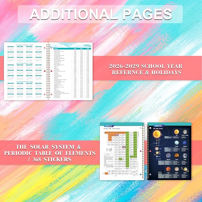 Student Planner 2026-2027 - School Planner, Aug. 2026 - Jun. 2027, 8.5" x 11", School Planner 26-27, 2026-2027 Academic Planner with 3-Hole Punched, Colourful Monthly Tabs & Stickers