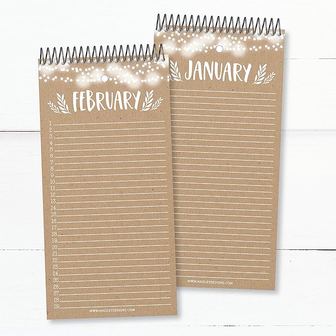 Hadley Designs Rustic Perpetual Birthday, Anniversary, Special Event Reminder Calendar Book Journal for Important Family Date Day Remembrance Wall Hanging, Bday Birthdate Gift Card Planner Organizer