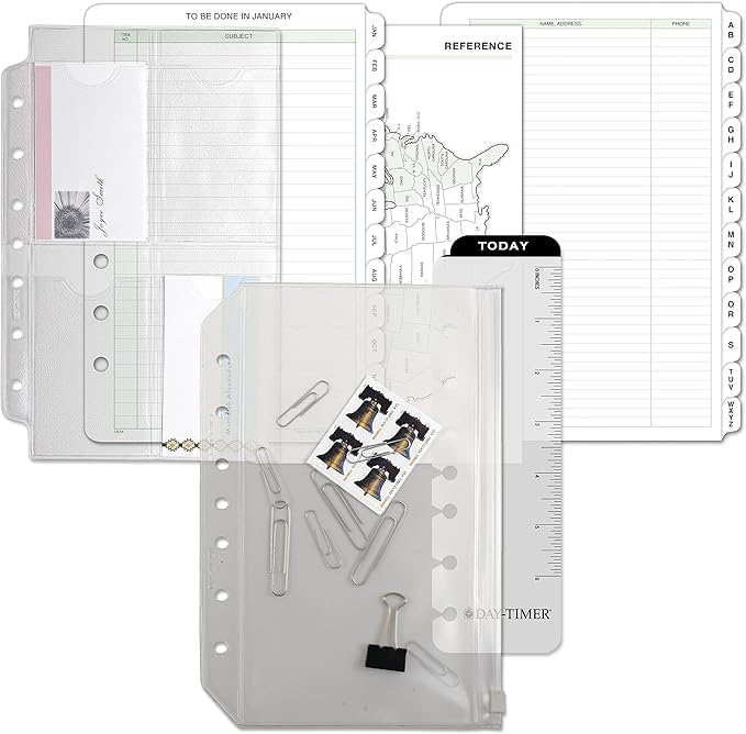 Day-Timer Distressed Look Starter Set Organizer, Undated, 7 Ring, Desk Size, 5-1/2 x 8-1/2", Brown (43184)
