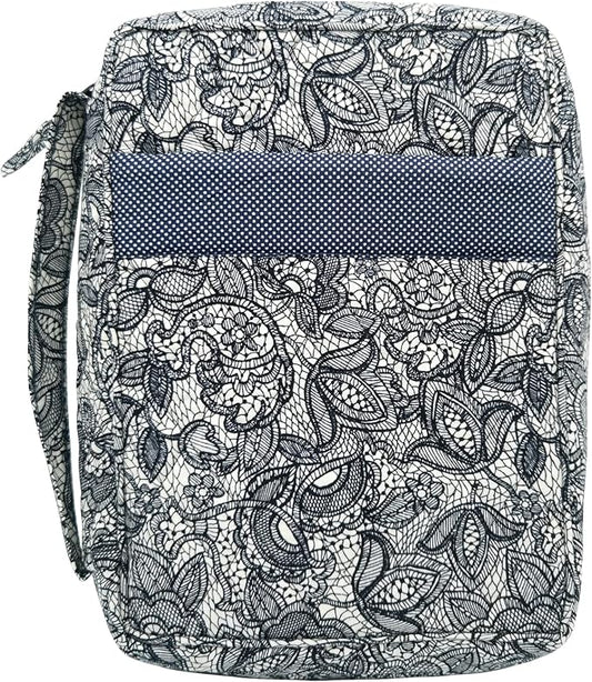 DIWI Quilted Bible Cover Extra Large Sizes 11.25 X 8.25 X 2.75 Inches Good Book Case (XL, C1 Navy Canopy)
