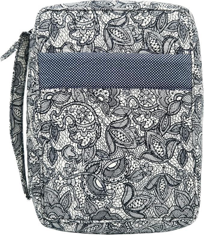 DIWI Quilted Bible Cover Extra Large Sizes 11.25 X 8.25 X 2.75 Inches Good Book Case (XL, C1 Navy Canopy)