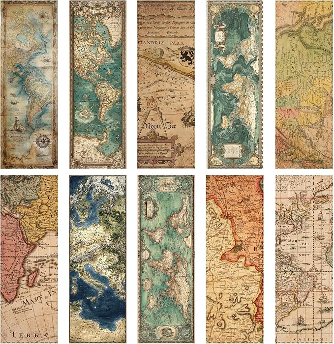 100 Pcs Vintage Map Bookmarks Bulk, Geography Map Paper Bookmarks for Men Women, Old World Bookmark Set Gifts for Book Lovers Students History Lovers Travel Scrapbooking