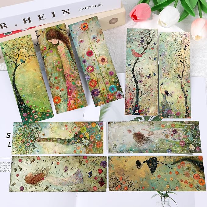 Vintage Spring Bookmarks Gifts - 120 Pcs Flower Butterfly Bookmark Paper Fairy Bird Book Marks Page Marker Clip Favors for Women Men Office Home Book Lovers Reading Home Supplies
