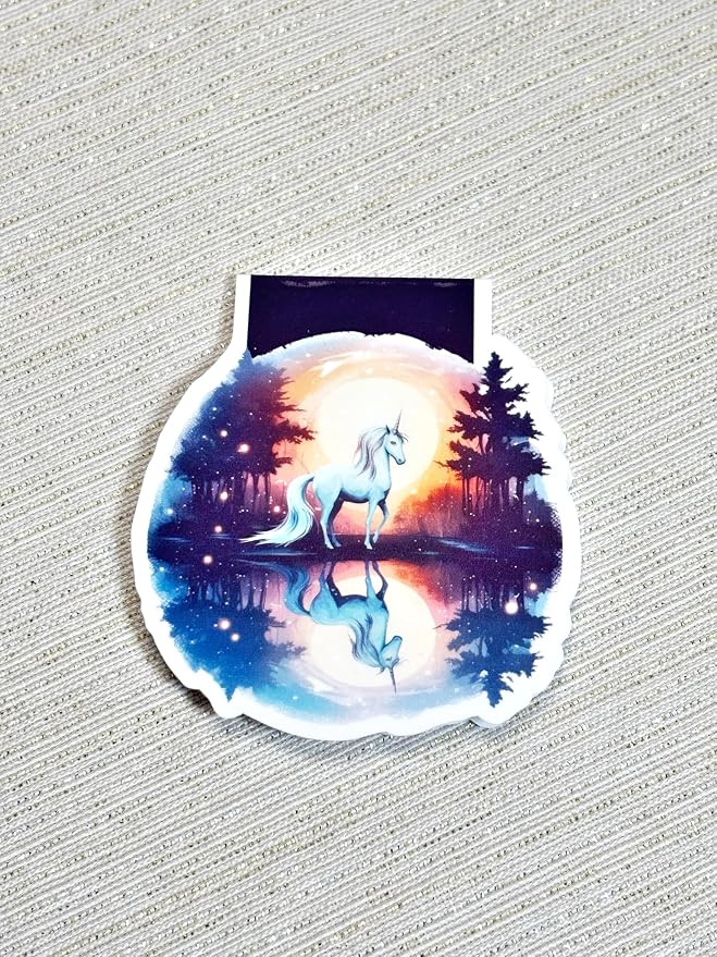 creates Magnetic Bookmark For Reading Journals Planners Scrapbooking Office Supplies Cute And Funny Bookmark For Bookworms Matte Laminate Double Sided Handmade (Magical Forest Unicorn)
