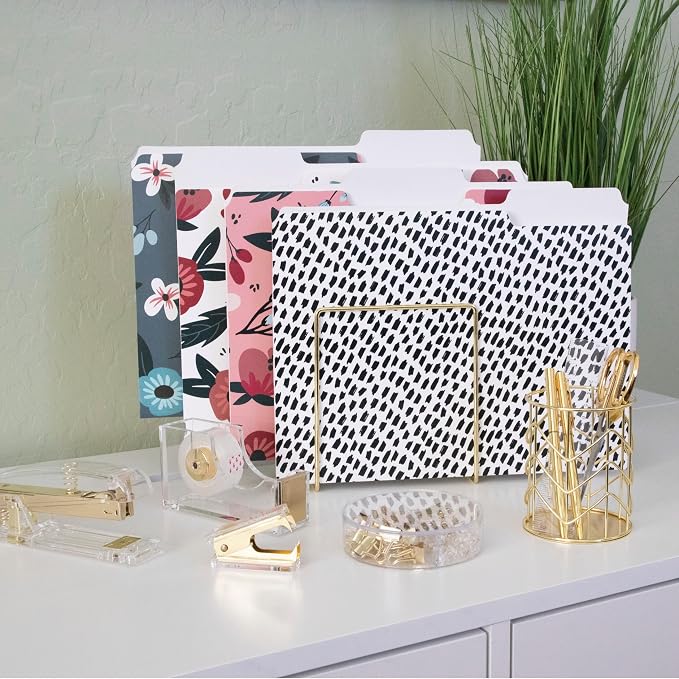 Cute File Folders, Set of 12 3-Tab Letter Size Decorative File Folders Boho Manilla 8.5 x 11 – Pretty Designer Home Office School Supplies (Mesmeric)
