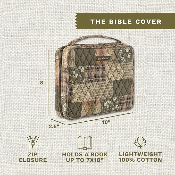 Bella Taylor Quilted Bible Cover for Women - Large Study Bible Case - Woodland Patch