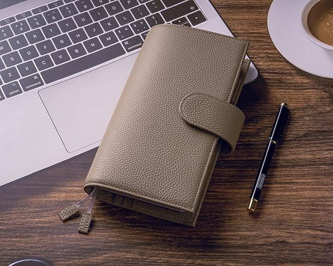 Genuine Leather Cover for Hobonichi Weeks/Weeks Mega with Pen Loop, Card Slots, Back Pocket, and Bookmarks, Multi-functional (Taupe)