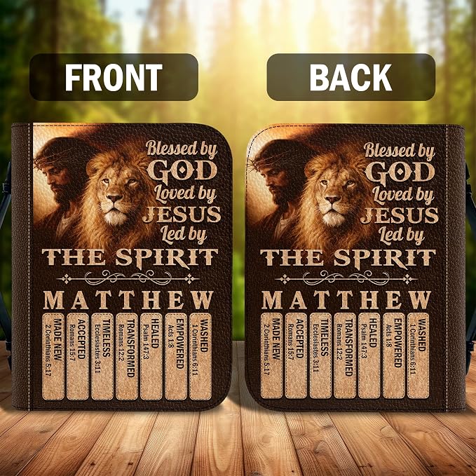 Personalized Man of God Bible Cover, God Says I Am Bible Case PU Leather, Bible Holder Handle Zipper, Faith Scripture with Name Case Bag, Religious Gifts for Church Christians Women Men (03)