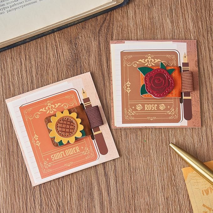 2PCS Magnetic Leather Bookmark, Rose & Sunflower Bookmarks for Women, Cute Magnetic Bookmark Clips, Book Accessories, Unique Gifts for Women