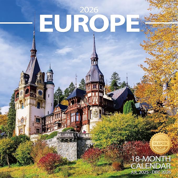 Wall Calendar 2025-2026 Planner Calendar - Europe Hangable Monthly Wall Calendar with Large Blocks for Organizing & Planning, Academic Schedule, Home, Office & family, Thick & Sturdy Paper (12"x24" Open)