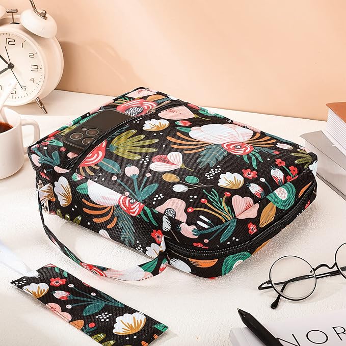 Laumoi Bible Cover Case for Women 10'' Flower Bible Holder Case Large Religious Carrying Bag for Women Study Christian Book Gift (Fresh Flower)