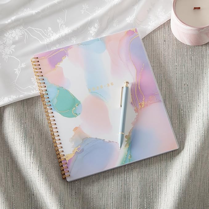 Blue Sky Ashley G 2025-2026 Weekly and Monthly Academic Year Planner Calendar, July 2025 - June 2026, 8.5" x 11", Flexible Cover, Wirebound, Laminated Tabs, Multi Color Smoke