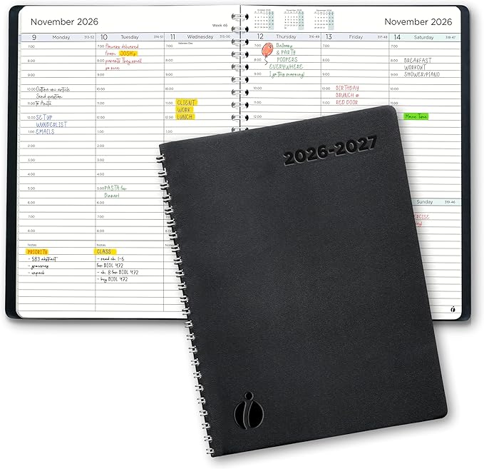 Academic Planner 2026-2027 - Hourly 2026-2027 Planner Weekly and Monthly - Appointment Book with Flexible Cover, Twin-Wire Binding - Simple Design for Productivity. June 2026 - July 2027. 6.5 x 8.5
