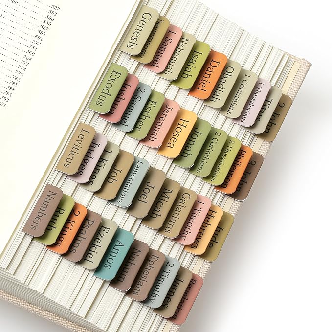 Mr. Pen- Bible Tabs, 75 Tabs, Boho Style, Laminated Bible Tabs for Women and Men, Bible Tabs for Study Bible, Large Print Bible Index Tabs, Bible Book Tabs, Bible Labels Tabs, Mr. Pen Bible Tabs