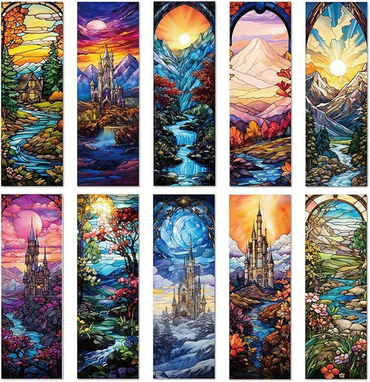 Fantasy Acotar Bookmark Gifts - 10 Pcs Personalized Stained Glass Bookmarks for Women Book Lovers Dark Romance Vintage Page Marks Reading Accessories Bookish Gift for Birthday Back to School