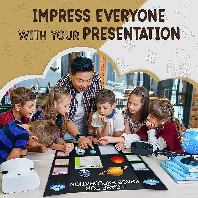 White Tri-Fold Presentation Board 28" X 40" Display Exhibition Board Lightweight and Portable with Smooth Surface Great Business presentations (Pack of 2) - By Emraw