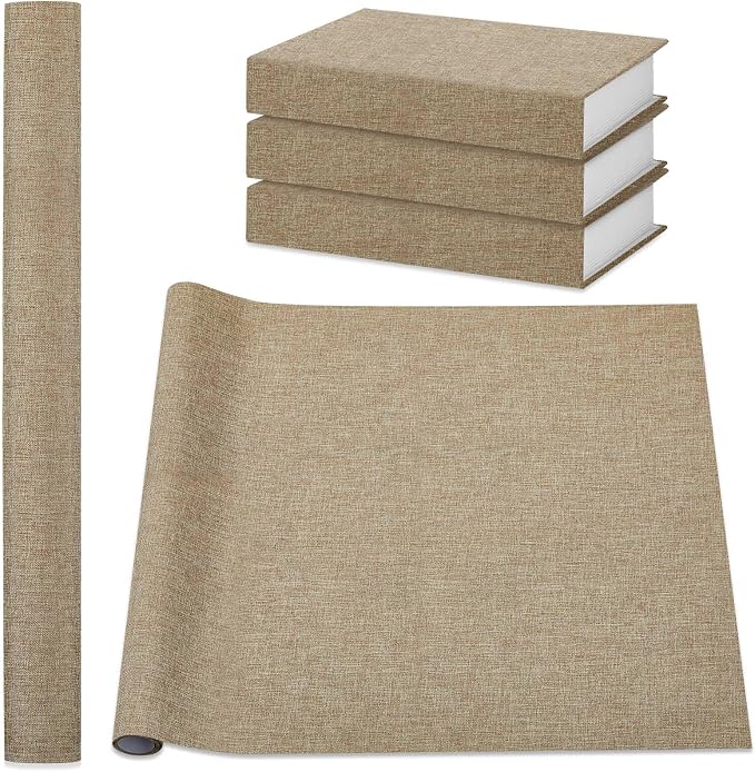 PerKoop Book Cloth for Book Binding 40 x 16 Inch Fabric Surface Paper Backed Bookcover Archival European Durable Strong Bookbinding Supplies Cover Books Album Scrapbooking (Linen Color)