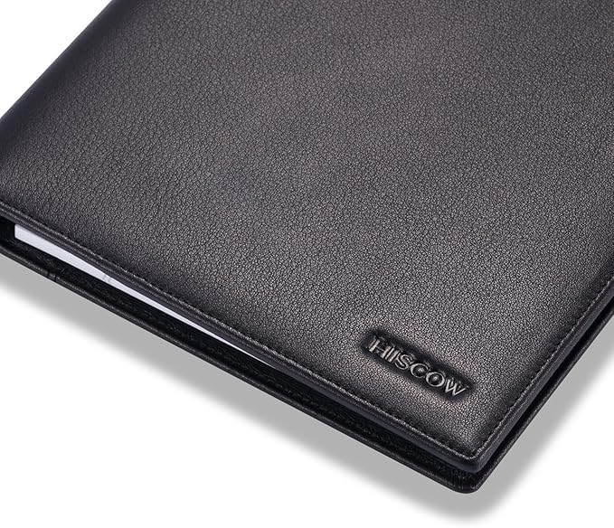 Leather 5"x 8" Junior Padfolio for Men & Women with Pen Loop, Italian Calfskin, Business Portfolio Notebook Folder (Classic Black)