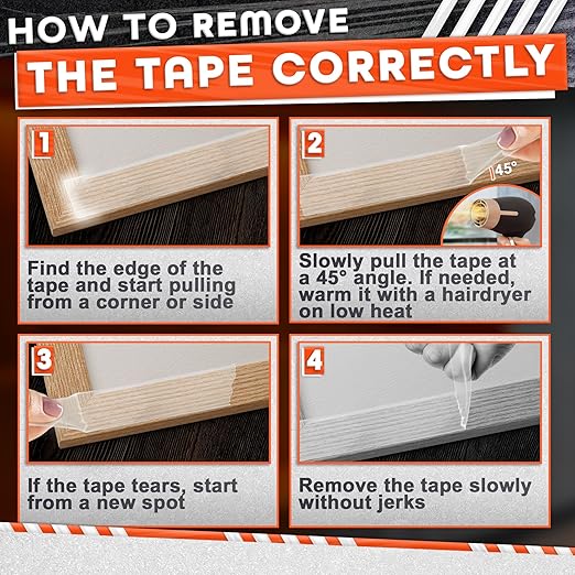 Clear Double Sided Tape Heavy Duty - Acrylic Adhesive 9.84 Ft x 1.2" with 2.2 Lb Hold, Removable No Residue, Weather Resistant - Strong Two Sided Tape Heavy Duty for Wood, Glass, Metal & DIY Projects