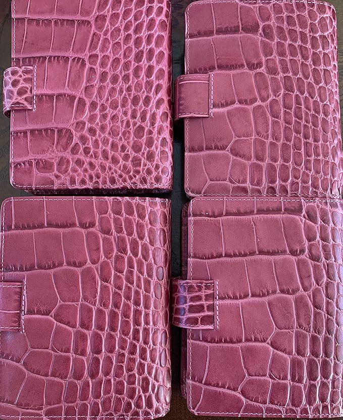 Filofax Classic Croc Print Leather Organizer Agenda Weekly Daily Planner Diary Calendar Bundle with DiLoro Pen (Fuchsia 2026, Pocket Paper Size 4.72" x 3.18")