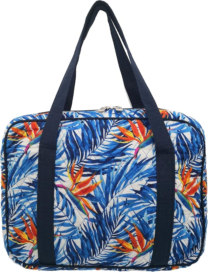 DIWI Quilted Bible Cover Large Sizes 10 X 7 X 2.75 Inches Bible Tote Good Book Case (L, C2 Sea Flowers)