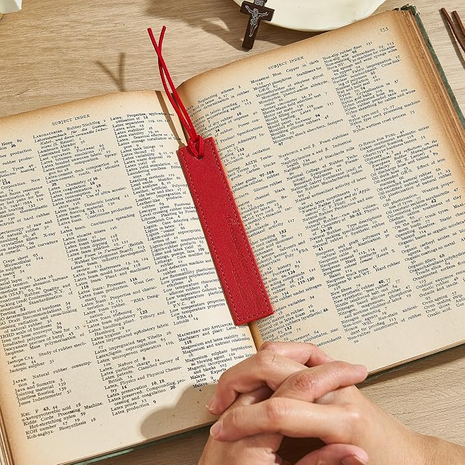 4PCS Bible Verse Bookmarks, Leather Christian Bookmark with Inspirational Scripture, Religious Gifts for Men, Bible Study Accessories