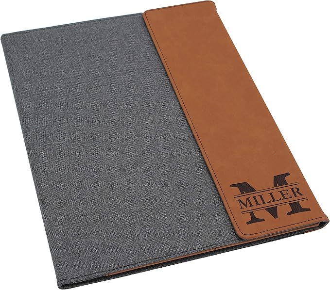 My Personal Memories Customized Portfolio with Custom Monogrammed Flap - Engraved Teacher, Student, Business, Man, Woman, Gift (Rust Flap)