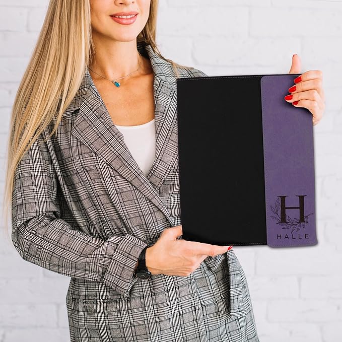 My Personal Memories Personalized Portfolio with Custom Monogrammed Flap - Engraved Teacher, Student, Business, Man, Woman, Gift (Purple Flap)