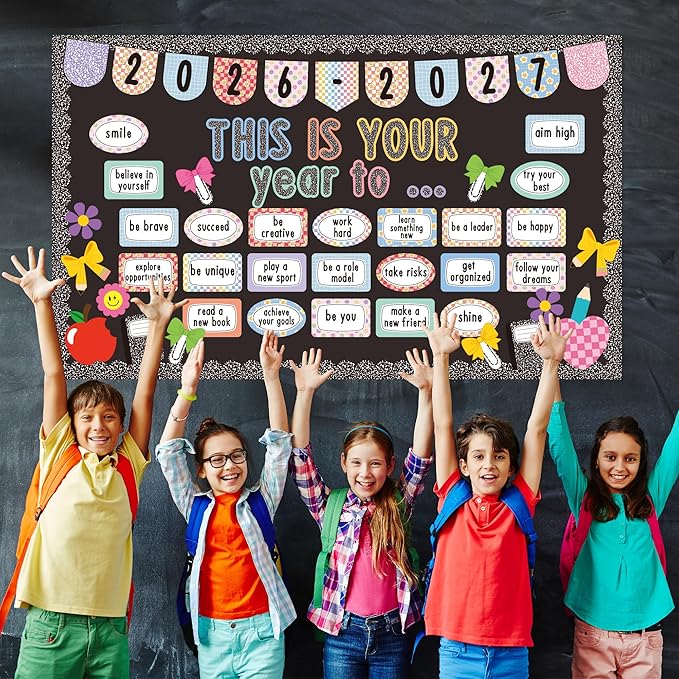 Composition Notebooks Classroom Bulletin Board Set This is Your Year Classroom Decoration Inspirational Welcome Back to School for School Office Chalkboard Wall Door Learning Activities Decor Supplies