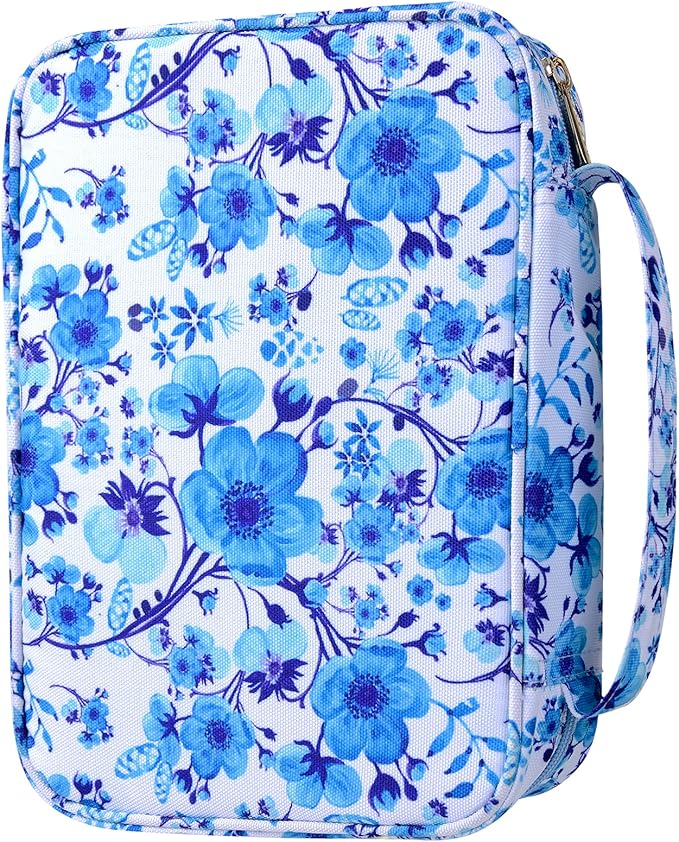 G-LEAF Bible Cover Case/Book Cover, Bible Case for Women Girls, Bible Cover Bags Floral Pattern With Handle Fits for Standard Size Bible, 9.5x6.7x2.5 In