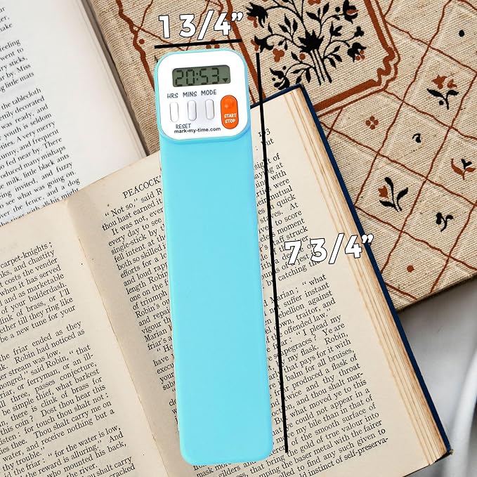 Mark My Time Reading Timer and Bookmark for Kids, Cool Bookmarks and Reading Incentives, Great Christmas Gift & Stocking Stuffer for Book Lovers - Aqua
