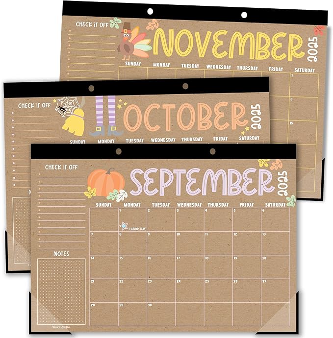 Hadley Designs Large Desk Calendar 2025-2026 - Desktop Calendar 2025, 18-Month Desk Calendars for Home, Office & Classroom, Cute Kraft Classroom Must Haves, Gifts for Coworkers, Teachers & Students