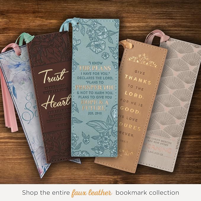 Christian Art Gifts Premium Vegan Faux Leather Scripture Bookmark for Women: I Know The Plans I Have For You - Jeremiah 29:11 Inspirational Bible Verse, Heat-Debossed, Reading Accessory w/Tassel, Teal