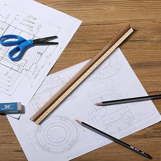 Mr. Pen- Architectural Scale Ruler, 12 inch, Gold, Aluminum Scale Ruler for Blueprints