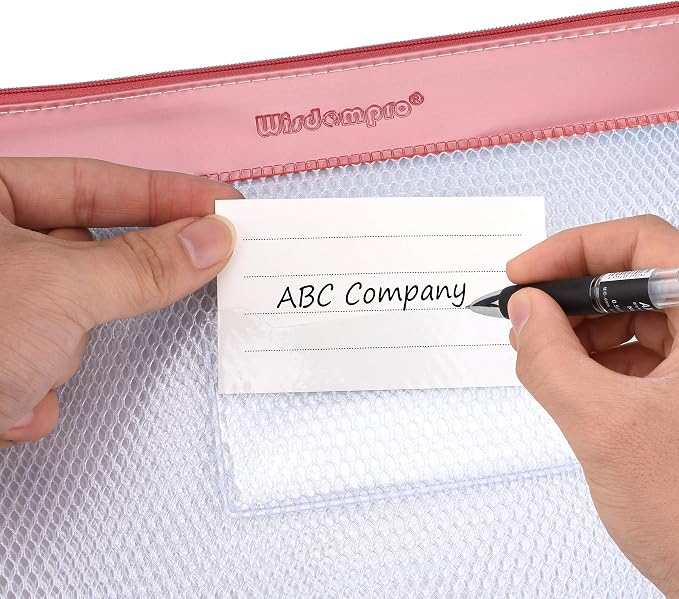 Wisdompro Zipper Pouch, 4 Packs Durable Letter Size Waterproof Mesh File Bag, Document Organizer - Pink/Blue
