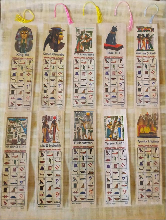 Set of 10 Large Egyptian Papyrus Book Marks History Educational