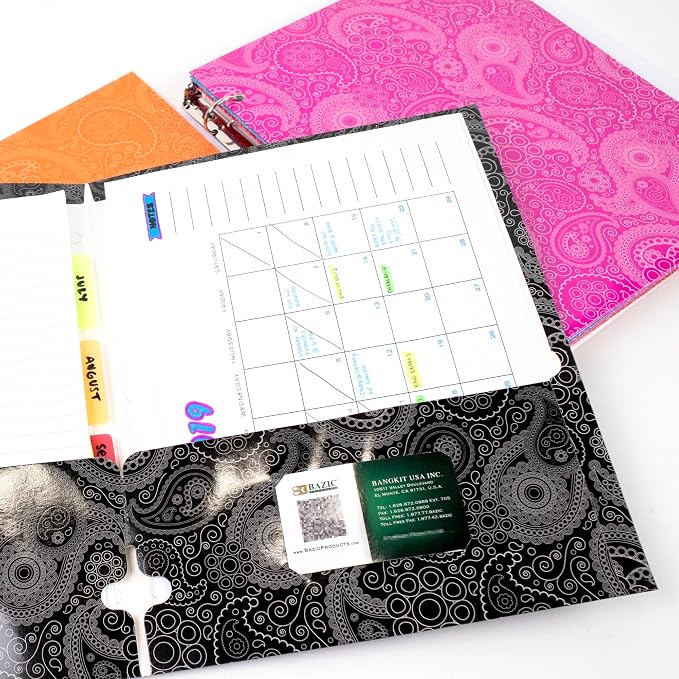 BAZIC Products Paisley Paper 2-Pocket Folder, Standard Letter Folder, for School Office Documents, Set of 6