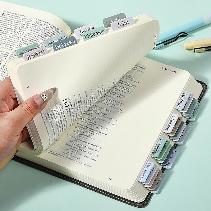 Mr. Pen- Bible Tabs, 75 Tabs, Coastal Meadow, Laminated Bible Tabs for Women and Men, Bible Tabs for Study Bible, Large Print Bible Index Tabs, Bible Book Tabs, Bible Labels Tabs, Mr. Pen Bible Tabs