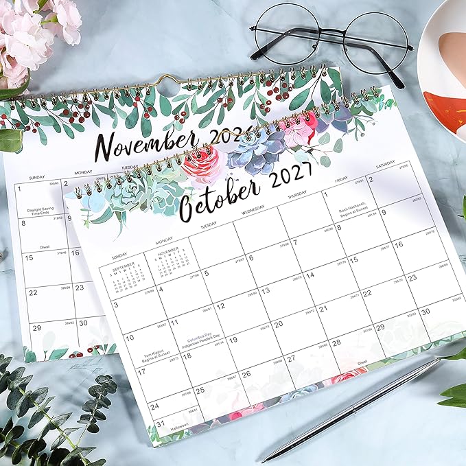 Calendar 2026-2027 - July 2026 - December 2027, Wall Calendar 2026-2027, 11" x 8.5", 18 Months Wall Calendar, Writing Blocks, Julian Dates, Spiral Bound