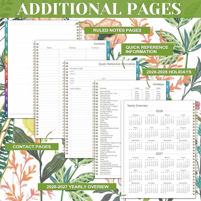 2026 Planner – Weekly ＆ Monthly Planner 2026, Jan. 2026 – Dec. 2026, 8.5" x 11" with Colorful Tabs, Flexible Cover, Thick Paper, Twin-Wire Binding, Back Pocket, To-Do ＆ Notes