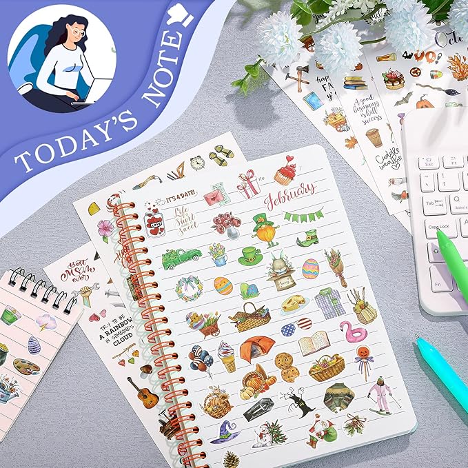 24 Sheets 1000+ Planner Stickers New Monthly Daily Planners Vintage Seasonal Happy Scrapbook Supplies Calendar Journaling Stickers Gifts