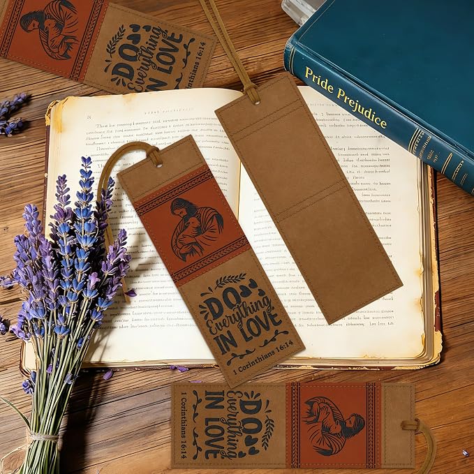 1PC Leather Bookmark Bible Bookmarks for Reading Women Men Book Lovers Gifts, Stitched Religious Christian Bookmark Page Markers Inspirational Bible Verse Scripture Book Marks (Vintage-2-Jesus)