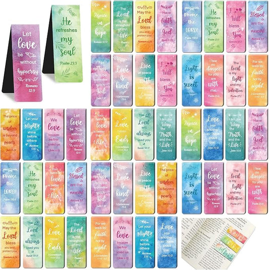 96Pack Magnetic Bookmarks Christian Bookmarks Bulk Bible Bookmark for Reading Women Men Kids Teacher Book Lovers Gifts, Religious Magnet Bookmark Clips Cute Personalized Book Marks (Watercolor)