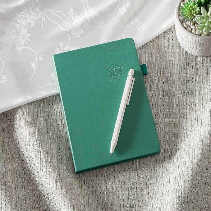 Blue Sky 2025-2026 Weekly and Monthly Academic Year Planner Calendar, July 2025 - June 2026, 5" x 8", Faux Leather Hard Cover, Bookbound, Laminated Tabs, Storage Pocket, Rio Green