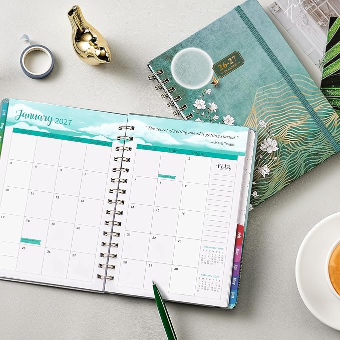 Planner 2026-2027 - JUL 2026 - JUN 2027, Academic Planner 2026-2027, Weekly and Monthly, Calendar 26-27 with Premium Paper, Twin-wire Binding - Hardcover (6.4" x 8.5", Green, Back Pocket)