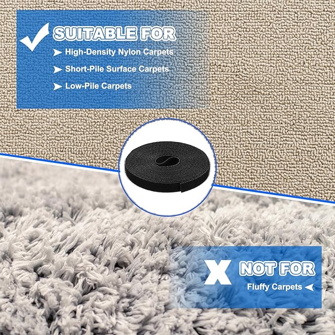PATIKIL Carpet Marker Strips 0.6 Inch x 16.4 Ft, 2 Roll Floor Markers Nylon Strip Floor Marking Tape for Classroom Rug Teacher Supplies, Black