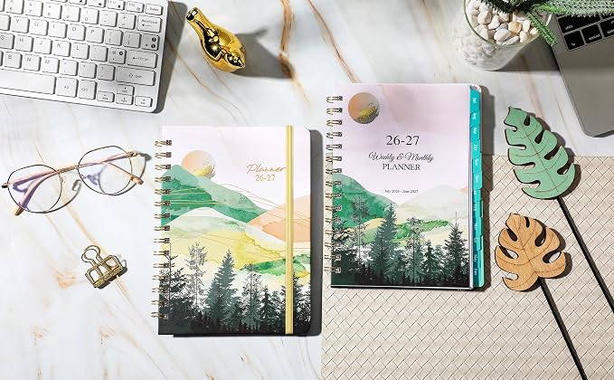 Planner 2026-2027 - Weekly & Monthly Planner, Jul 2026-Jun 2027, Academic Planner 26-27, 6.4"×8.5", Tabs, Thick Paper, Twin-Wire Binding, Back Pocket, Inspirational Quotes for Office Home School