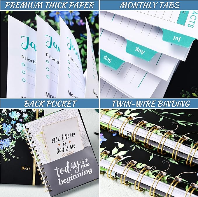 Planner 2026-2027 - 6.5" x 8", JUL. 2026 - JUN. 2027, Weekly & Monthly Planner2026-2027, 2026-2027 Academic Planners with Tabs, Sturdy Cover, Premium Paper, Back Pocket, Strong Twin-wire Binding
