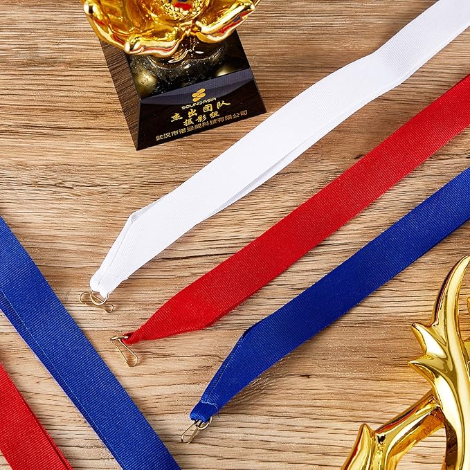 30 Pieces Award Ribbon Medal Ribbons Neck Ribbons for Medals Flat Medal Lanyards Ribbon Lanyard with Snap Clips for Competitions Sports Meeting Party Student Awards
